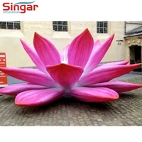 Fleur de lotus géante rose gonflable avec lumières pour la décoration de scène d'événements en plein air
