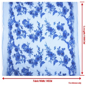 Tissu en dentelle guipure 3d bleu <span class=keywords><strong>royal</strong></span> pour robe de mariée, avec des motifs de fleurs, bleu <span class=keywords><strong>royal</strong></span>, nouvelle collection, en stock - Product Image 4