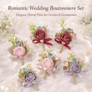 Lot de 6 Boutonnières Haut de Gamme pour <span class=keywords><strong>Mariage</strong></span>, Fleurs Artificielles en Rose Simulée pour le Marié <span class=keywords><strong>et</strong></span> les Garçons d'Honneur - Product Image 2