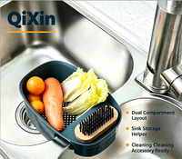 Panier égouttoir multifonctionnel en plastique pour évier avec trous de drainage pour le rinçage des légumes et des fruits, rangement de cuisine