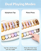 Juguete de Piano Xilófono 2 en 1 de 18 Teclas para Bebés, Piano de Golpeteo Manual para la Iniciación Musical de Niños Pequeños, Instrumento Educativo Temprano Montessori