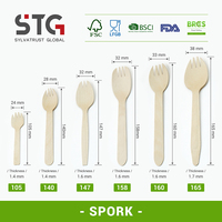 Ensemble de cuillères et fourchettes jetables en bois de bouleau de 160 mm, biodégradables, compostables, écologiques, robustes, pour mariage et fête