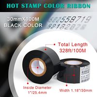 Cinta de Color Negro para Máquina Codificadora, Cinta de Transferencia Térmica de Resina Negra de 30 mm x 100 m para Impresora Codificadora