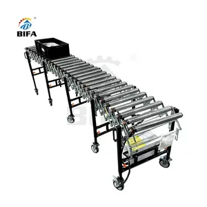 Bifa 20m Electric Roller Line Express Logistics Sorting Line Turning Power Extendable Accordion Roller Conveyor