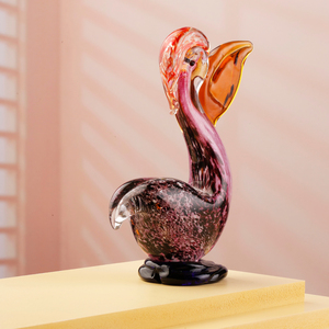 Ornements de pélican en verre de Murano rose faits à la main technique soufflée - Product Image 3
