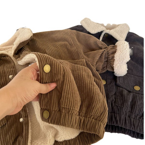 Nouvelle arrivée : veste en velours côtelé pour tout-petits, épaisse et chaude, doublée de polaire, manteau pour bébé, vêtements d'extérieur d'hiver pour enfants, veste à col rabattu pour garçons - Product Image 1