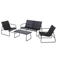 Ensemble de salon de jardin 4 pièces en textilène avec table basse et structure en acier pour patio, cour et jardin