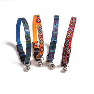 Verstellbares Boho-Katzenhalsband mit Fischgräten-Anhänger, Breakaway-Verschluss, Tribal-Muster, Südwestlicher Stil, Buntes Katzenhalsband für Kätzchen - Product Image 1