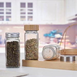 120ml 4oz Transparent Eco-Friendly Glass <b>Spice</b> Storage <b>Jars</b> with Bamboo Lid Round Food Storage Bottle Magnetic Card Access - Product Image 5