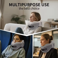 Oreiller de voyage ergonomique en mousse à mémoire de forme pour le cou et la tête, portable, soulagement des douleurs cervicales, écologique, antibactérien, respirant, nettoyage facile