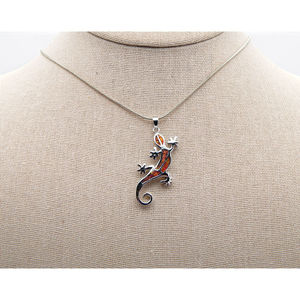 Catena di serpente in argento Sterling 925 con ciondolo salamandra opale - Product Image 4