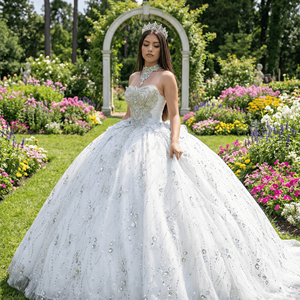 Robe de mariée élégante et romantique Jancember, style reine, ornée de strass, tendance et très vendue, Wx288 - Product Image 1