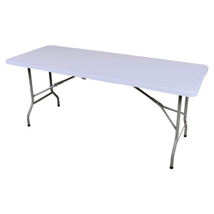 Set Tavolo e Sedie Pieghevoli Quadrati Portatili da Esterno - Lunghezza 6 Piedi, Design Moderno in Plastica Bianca, Altezza Regolabile per Uso Alberghiero - Product Image 1