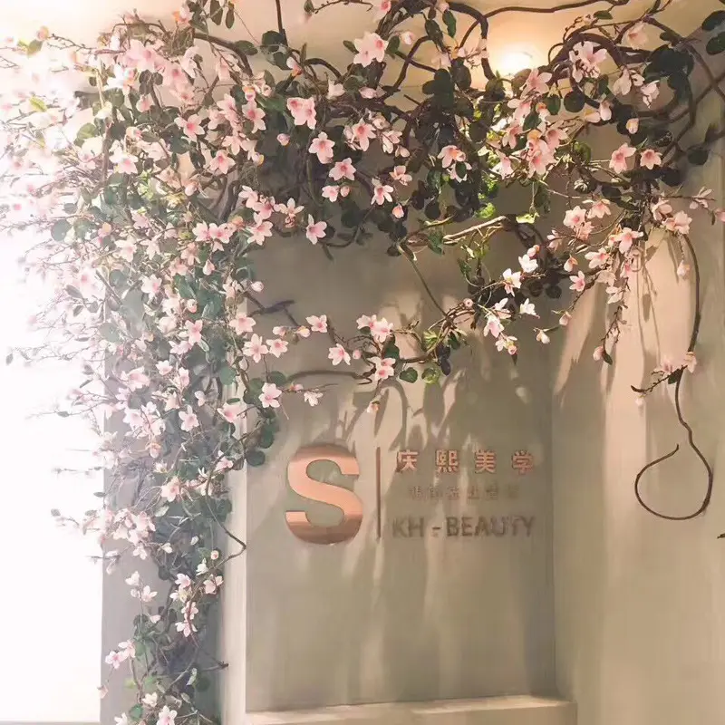 Yeni tasarım 1.6M simüle manolya kamışı düğün çiçek sanat manzara plastik Rattan otel pencere dekorasyonu