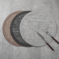 Set de table rond en PVC de couleur unie pour table à manger, isolant thermique, antidérapant, décoratif, moderne et simple, pour hôtel et restaurant