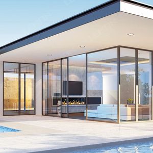 Fenêtres panoramiques fixes ultra-larges pour bâtiments commerciaux, double vitrage, résistantes aux ouragans, murs-rideaux en aluminium et verre - Product Image 3