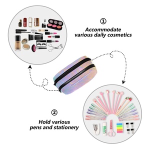 กล่องดินสอแบบพกพาอเนกประสงค์สองด้านสำหรับนักเรียน  รุ่นใหม่ล่าสุด  วัสดุโพลีเอสเตอร์  ซิปคู่ - Product Image 4