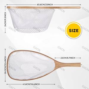 <span class=keywords><strong>Filet</strong></span> de pêche à la mouche en bois d'orme avec petite maille transparente, conception à tête carrée pour la capture et la libération - Product Image 2