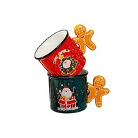 Tasses à café en céramique écologiques et résistantes au micro-ondes, motif bonhomme de pain d'épices de Noël, pour couples et usage domestique, vente en gros
