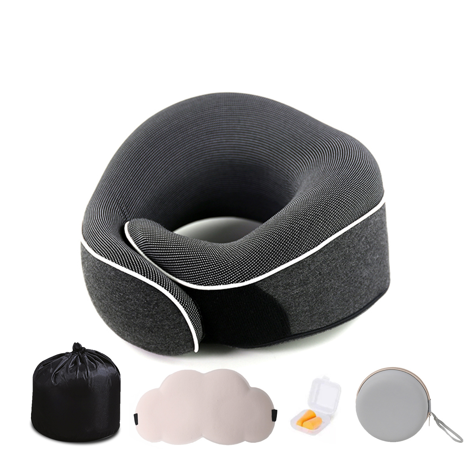 Set de antifaz y tapones para los oídos EVA en forma de nube gris oscuro