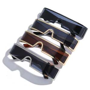 Rectangular Punk-Style Metal <b>Sunglasses</b> with UV400 Full Rim Lenses Futuristic Y2K Design for Unisex Fashion - Product Image 5