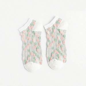 New Nhật Bản ngọt ngào đầy màu sắc đơn giản khảm màu khối của phụ nữ ngắn ống thuyền vớ tùy chỉnh mô hình mắt cá chân vớ - Product Image 6
