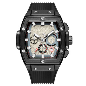 Potente reloj deportivo de silicona estilo barril para hombre, reloj de pulsera multifuncional con cronógrafo y calendario - Product Image 4