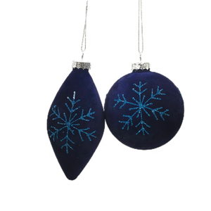 Nhà Máy Bán Dark Màu Xanh Cổ Điển 8Cm 10Cm Giáng Sinh Bóng Thủy Tinh Với Mô hình Bông Tuyết Giáng Sinh Trang Trí Cây Đồ Trang Trí - Product Image 3