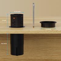 Centro de alimentación automático emergente 8 en 1 para escritorio, con base inalámbrica de 15W, 4 tomas de corriente de EE. UU., puertos USB-A y USB-C con PD de 20W, y diseño de 86mm para mesa de oficina