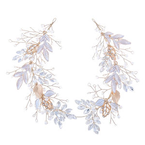 Романтический женский головной убор из сплава с листьями и кристаллами, корона принцессы, винтажный декоративный свадебный головной убор с жемчугом - Product Image 6