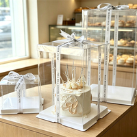 Boîtes d'emballage transparentes jetables en plastique pour gâteaux de mariage, de pâtisserie et d'anniversaire, idéales pour la présentation et les cadeaux - Vente en gros