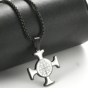 Collar con Colgante de <span class=keywords><strong>Cruz</strong></span> de <span class=keywords><strong>San</strong></span> <span class=keywords><strong>Benito</strong></span> de Acero Inoxidable para Hombre y Mujer, Amuleto de Oración Católica de <span class=keywords><strong>San</strong></span> <span class=keywords><strong>Benito</strong></span>, Joyería Religiosa - Product Image 6