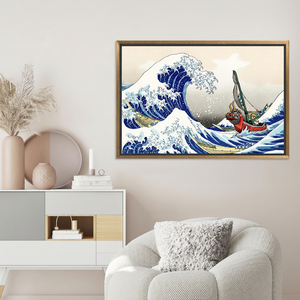 Printed <b>Canvas</b> Artwork: Zelda Windwaker Great Wave Decoration,GOLD <b>FRAMED</b> <b>CANVAS</b> - Product Image 3