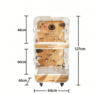 <span class=keywords><strong>Cage</strong></span> à perroquets de luxe moderne et spacieuse, en verre transparent, construction en fer et bois, design style villa, gain de place, anti-éclaboussures, montage facile - Product Image 5