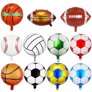 Pallone da calcio rotondo gonfiabile da 18 pollici a forma di pallone da calcio per bambini sport foil giocattolo pallone da calcio palloncino da basket palloncino - Product Image 1