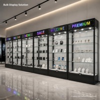 Vitrine d'exposition en verre LED en gros, cadre en aluminium, 7 niveaux, vitrine en verre trempé, écran LED personnalisé pour magasin de détail
