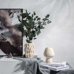 แจกันเซรามิกสไตล์ Wabi-Sabi ตกแต่งอย่างนิ่มสไตล์ครีมเครื่องประดับบ้านโมเดลดอกไม้แห้งจัดดอกไม้ตกแต่งบ้าน - Product Image 6