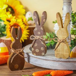 Wooden Easter Bunny Tray Decoration MDF Handmade Indoor Table Centerpiece For Easter - Product Image 4
