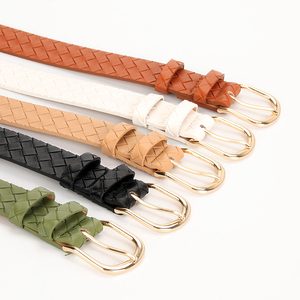 <span class=keywords><strong>Ceinture</strong></span> pour <span class=keywords><strong>femme</strong></span> en cuir PU tissé à la main, boucle ardillon en alliage doré lisse, 5 couleurs, large sangle de taille pour jeans, robes et tenues décontractées quotidiennes - Product Image 2