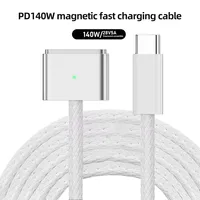 Kabel Pengisian Cepat 140W Tipe-C Male ke Magg 3 dengan Adsorpsi Magnetik Aman dan Jalinan Nilon untuk Laptop MacBook