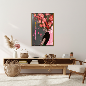 Modern Abstract Floral Woman Portrait Canvas Art Print - Elegant Home Decor,GOLD <b>FRAMED</b> CANVAS - Product Image 3