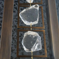 Lustre moderne de luxe personnalisé avec cadre en laiton et cristaux de roche naturels pour salle à manger de villa, luminaire décoratif d'intérieur