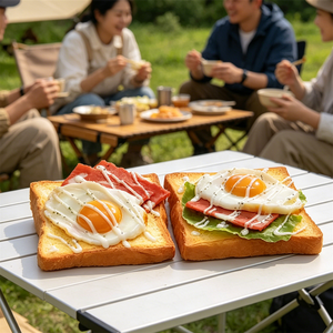 Modelo de sándwich abierto de desayuno con patrón de dibujos animados realista de PP, con tocino, lechuga y huevo, para exhibición de comida en cafeterías, con salsa cremosa - Product Image 5