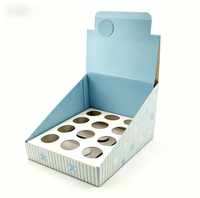 Support de présentation de comptoir en carton mat de couleur unie, boîte à découpe ronde pour bouteilles et capsules cosmétiques