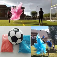 Perlengkapan Sepak Bola Pengungkapan Jenis Kelamin Bayi - Bola Plastik 14cm + Bubuk Tepung Jagung Biru & Pink, Label Pribadi/OEM dengan Label Barcode Gratis