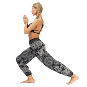 กางเกงฮาเร็มผู้หญิงเอวหลวมโบฮีเมียนพิมพ์ลายดอกไม้สไตล์<span class=keywords><strong>ไทย</strong></span>ฮิปปี้โบฮีเมียนใส่เล่นโยคะฮาเร็ม - Product Image 1