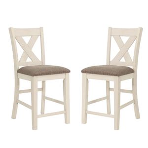 DB Juego de 2 Sillas Altas de Comedor Blanco y Gris Espalda X-Cross - Product Image 1