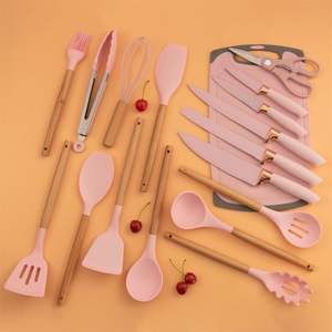 <span class=keywords><strong>Utensilios</strong></span> de Silicona Duraderos, Ecológicos, Resistentes al Calor, Antiadherentes, Aptos para Lavavajillas, con Mangos de Madera, Juego de 19 Piezas para Cocinar y Hornear - Product Image 3
