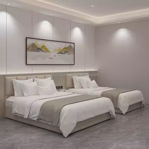 3 Star Hotel Bedroom Furniture <b>Sets</b> Custom Budget-friendly Wood Queen <b>Bed</b> Frame with Headboard TV Stand & Wardrobe For <b>Full</b> Room - Product Image 2