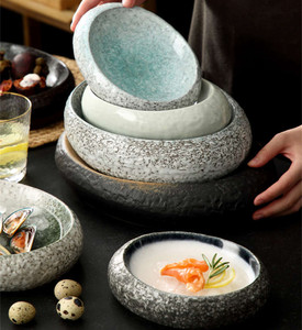 Plato Ovalado de Cerámica para Restaurante, Diseño de <span class=keywords><strong>Roca</strong></span>, para Sushi, Salmón, <span class=keywords><strong>Platos</strong></span> Fríos, <span class=keywords><strong>Platos</strong></span> Hondos para Postre - Product Image 2